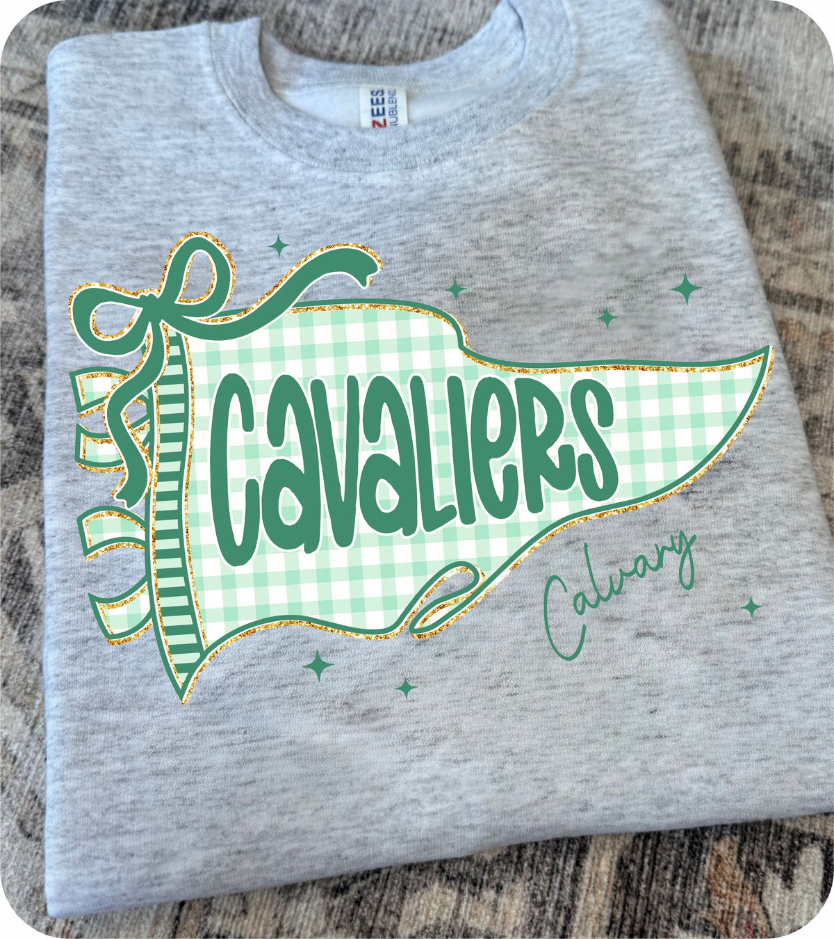 Youth Cavaliers Gingham Pennant Flag Sweatshirt