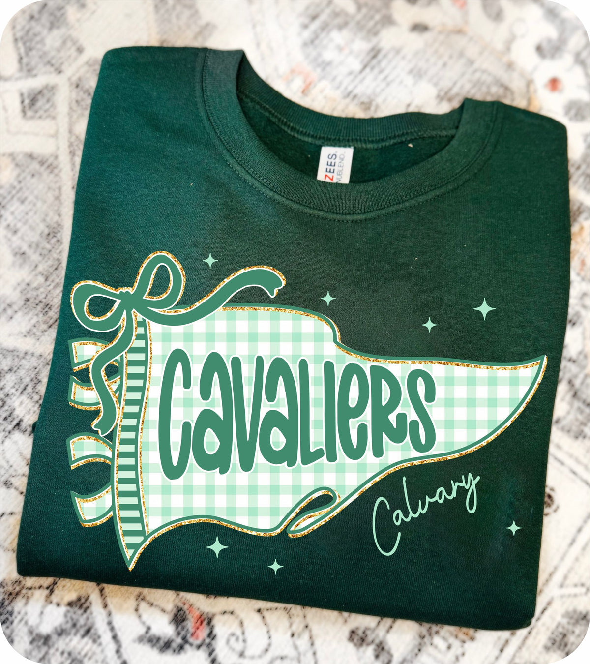 Adult CBA Cavaliers Gingham Pennant Flag Sweatshirt