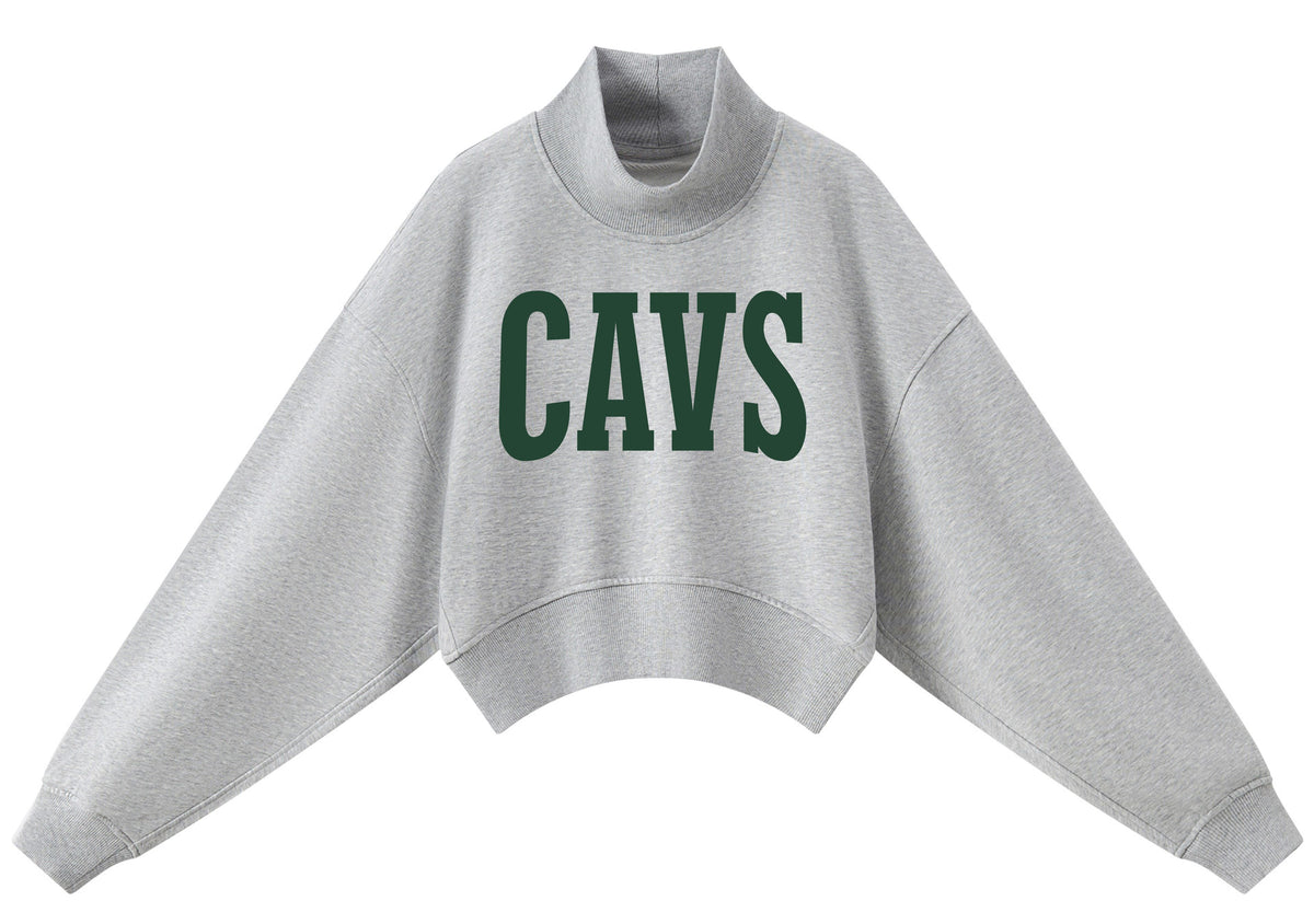 ADULT CAVS Crop Mock Neck Sweatshirt