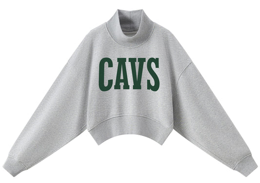 ADULT CAVS Crop Mock Neck Sweatshirt