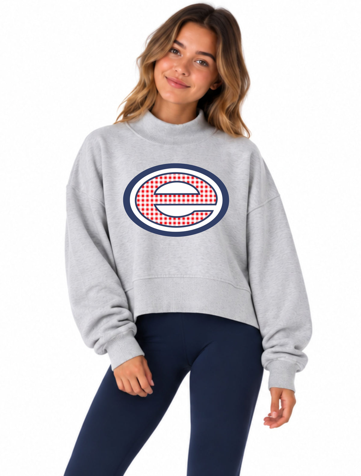 ADULT Evangel E Gingham Mock Neck Sweatshirt and Shorts
