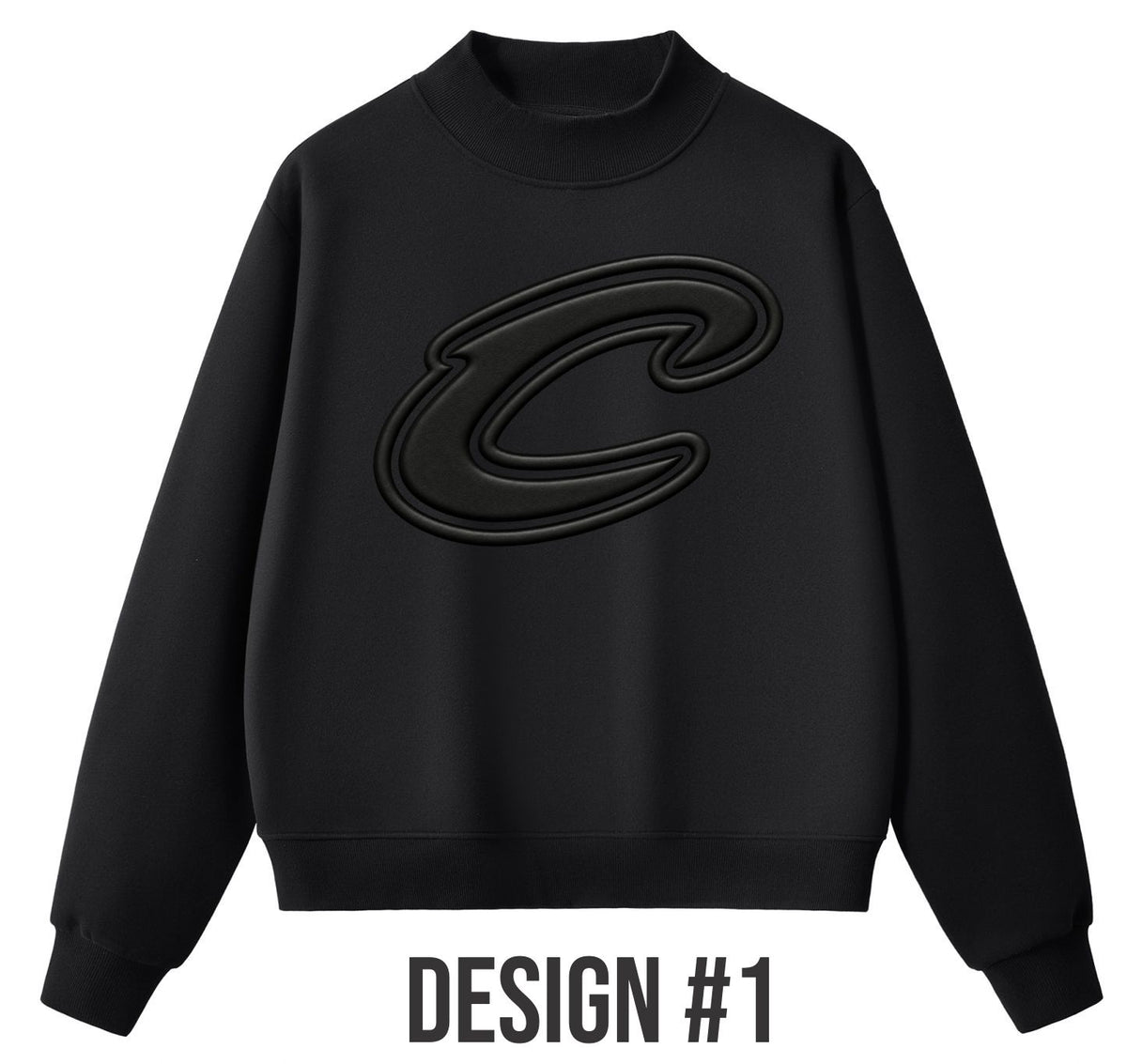 Calvary 3D Black Puff Mock Neck Sweatshirt