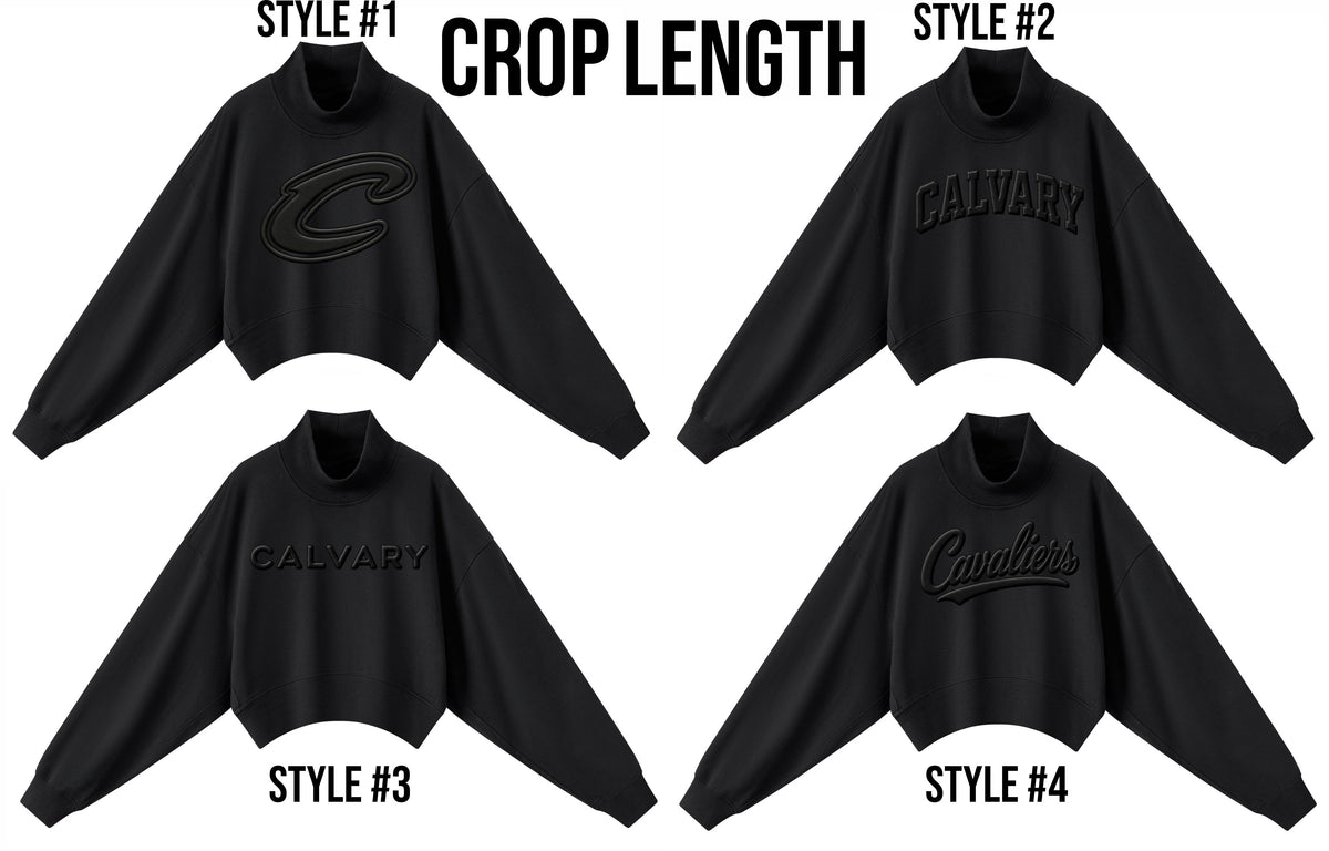 Calvary 3D Black Puff Mock Neck Sweatshirt