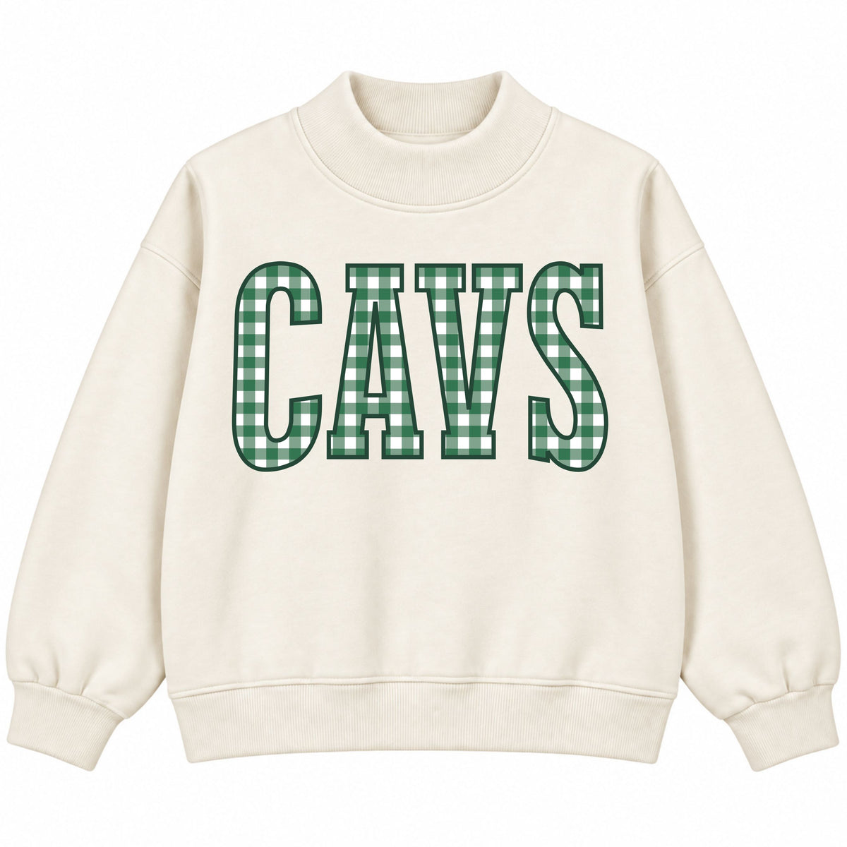 YOUTH Green Gingham Mock Neck Sweatshirt
