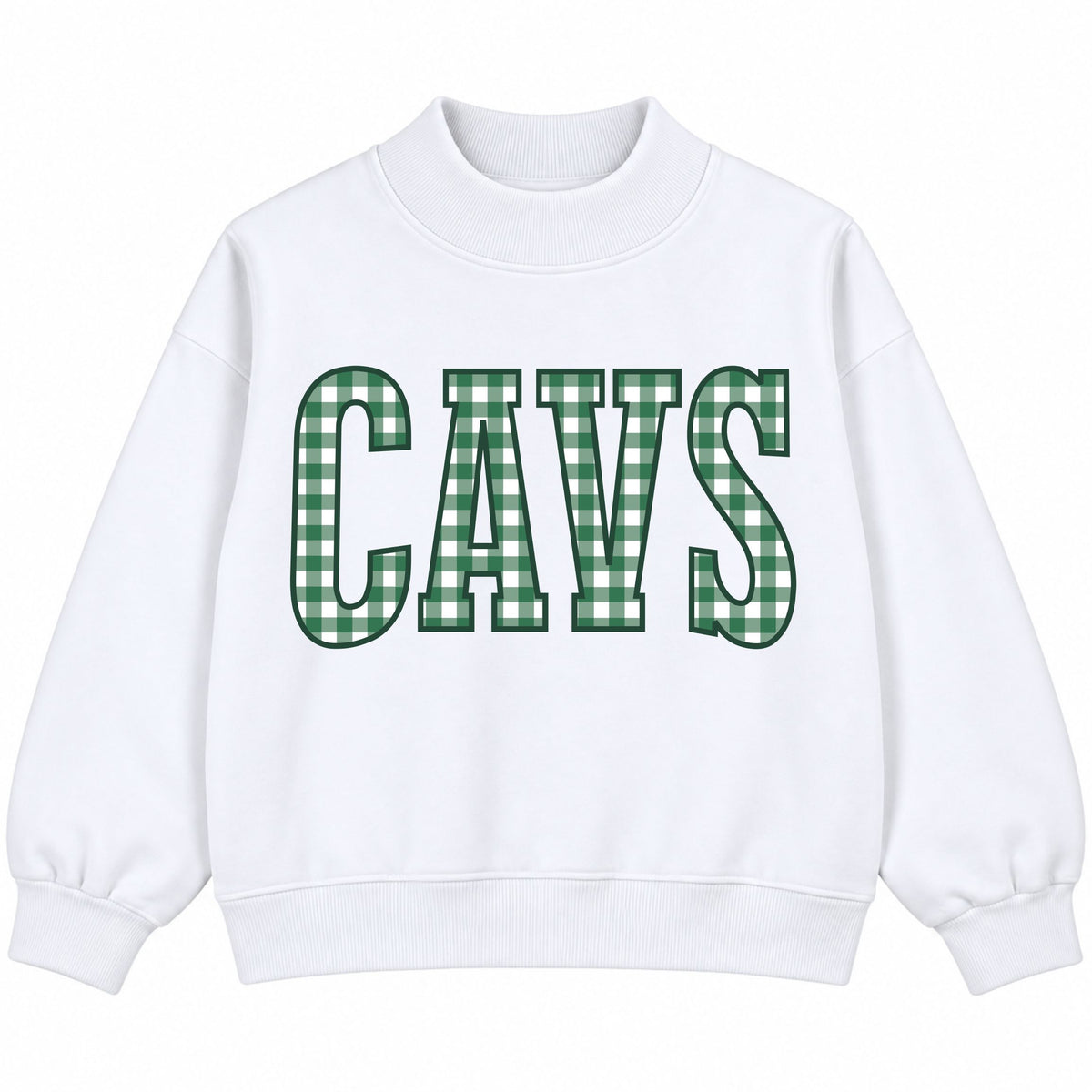 YOUTH Green Gingham Mock Neck Sweatshirt