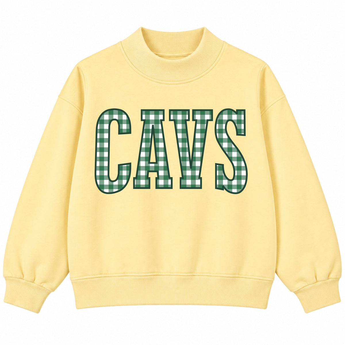 YOUTH Green Gingham Mock Neck Sweatshirt