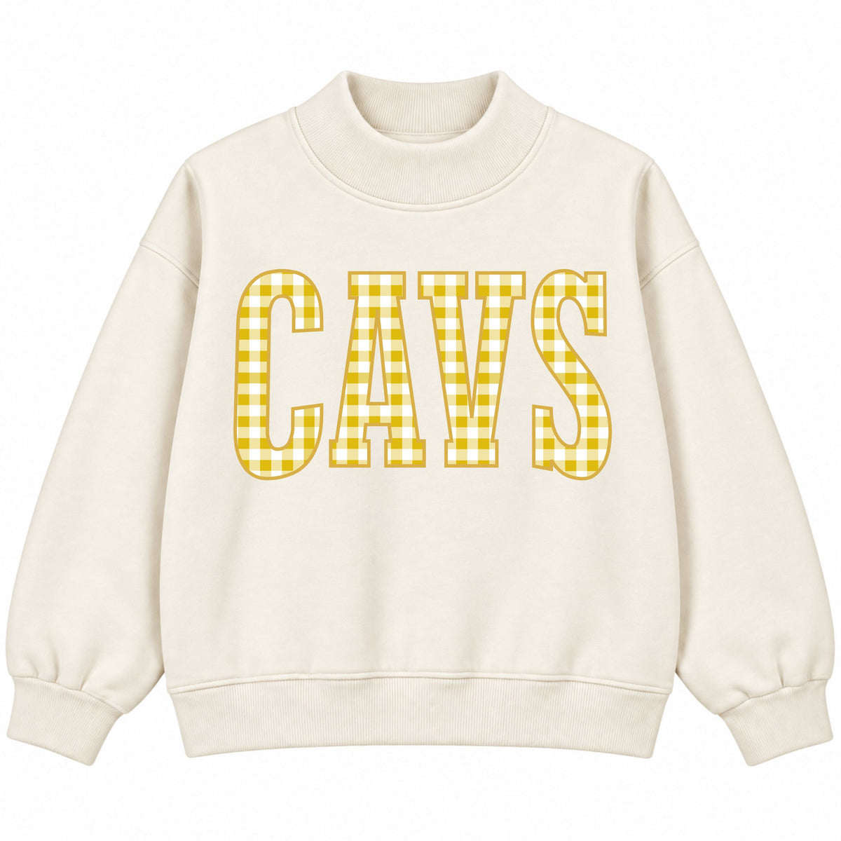 YOUTH CAVS Yellow Gingham Mock Neck Sweatshirt