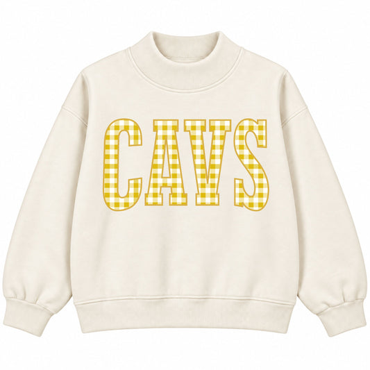 YOUTH CAVS Yellow Gingham Mock Neck Sweatshirt