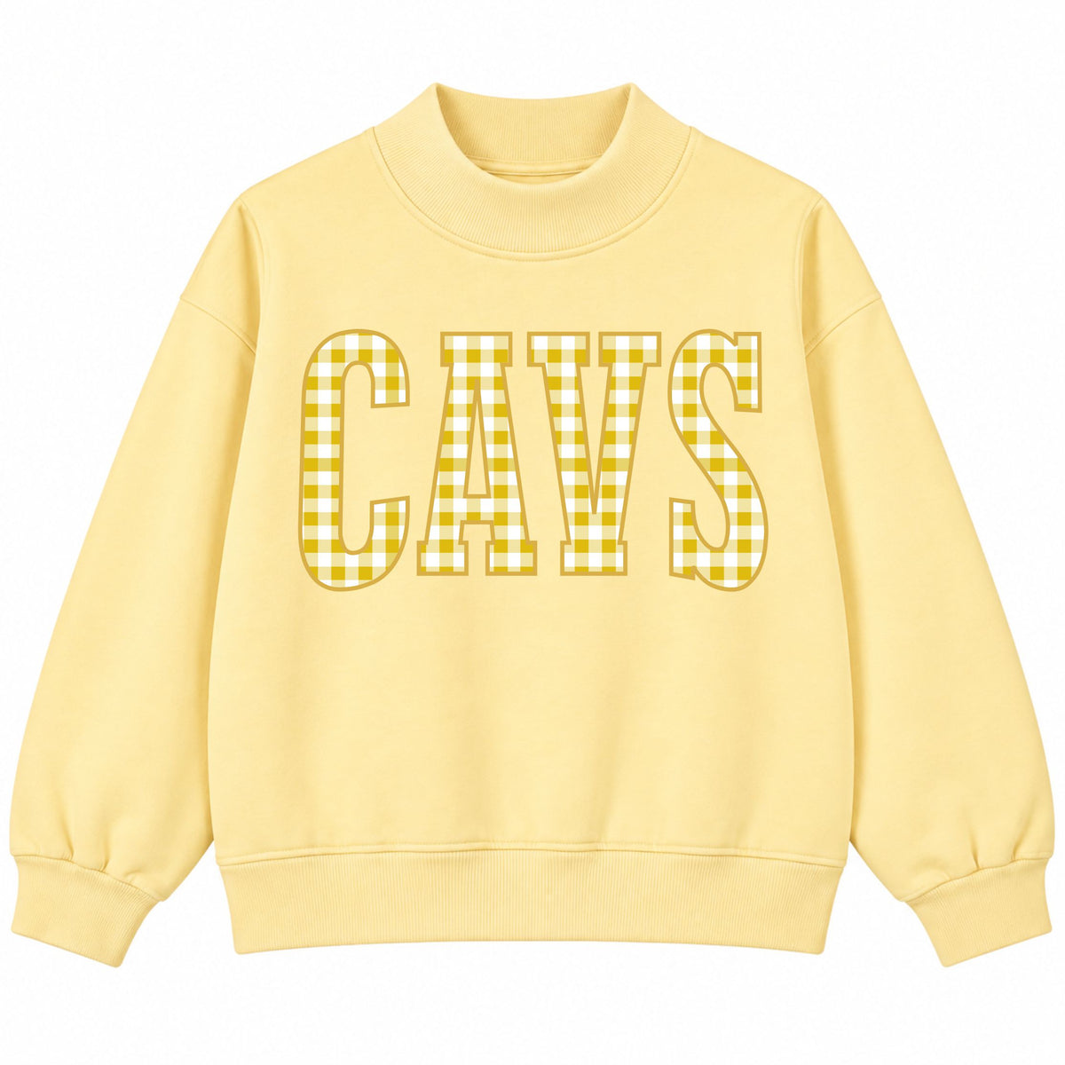 YOUTH CAVS Yellow Gingham Mock Neck Sweatshirt