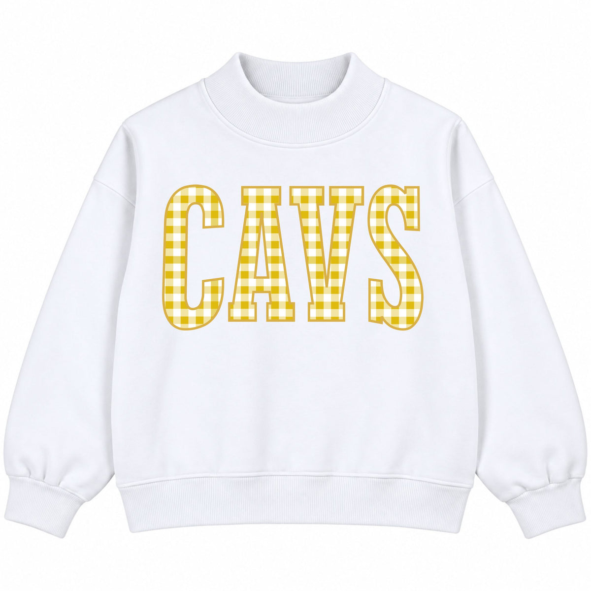 YOUTH CAVS Yellow Gingham Mock Neck Sweatshirt