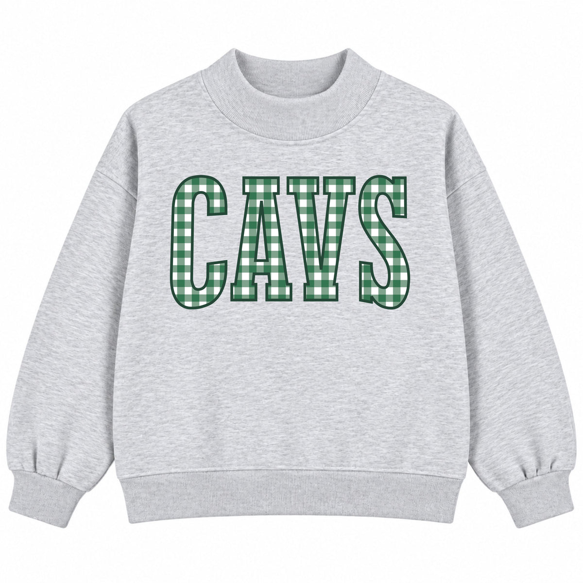 YOUTH Green Gingham Mock Neck Sweatshirt